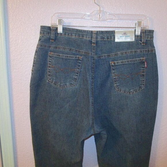 VTG Shyger EMBROIDERED Flare Size 12 33 JEANS Crop RHINESTONES Ruffle Hems BOHO - Picture 10 of 12